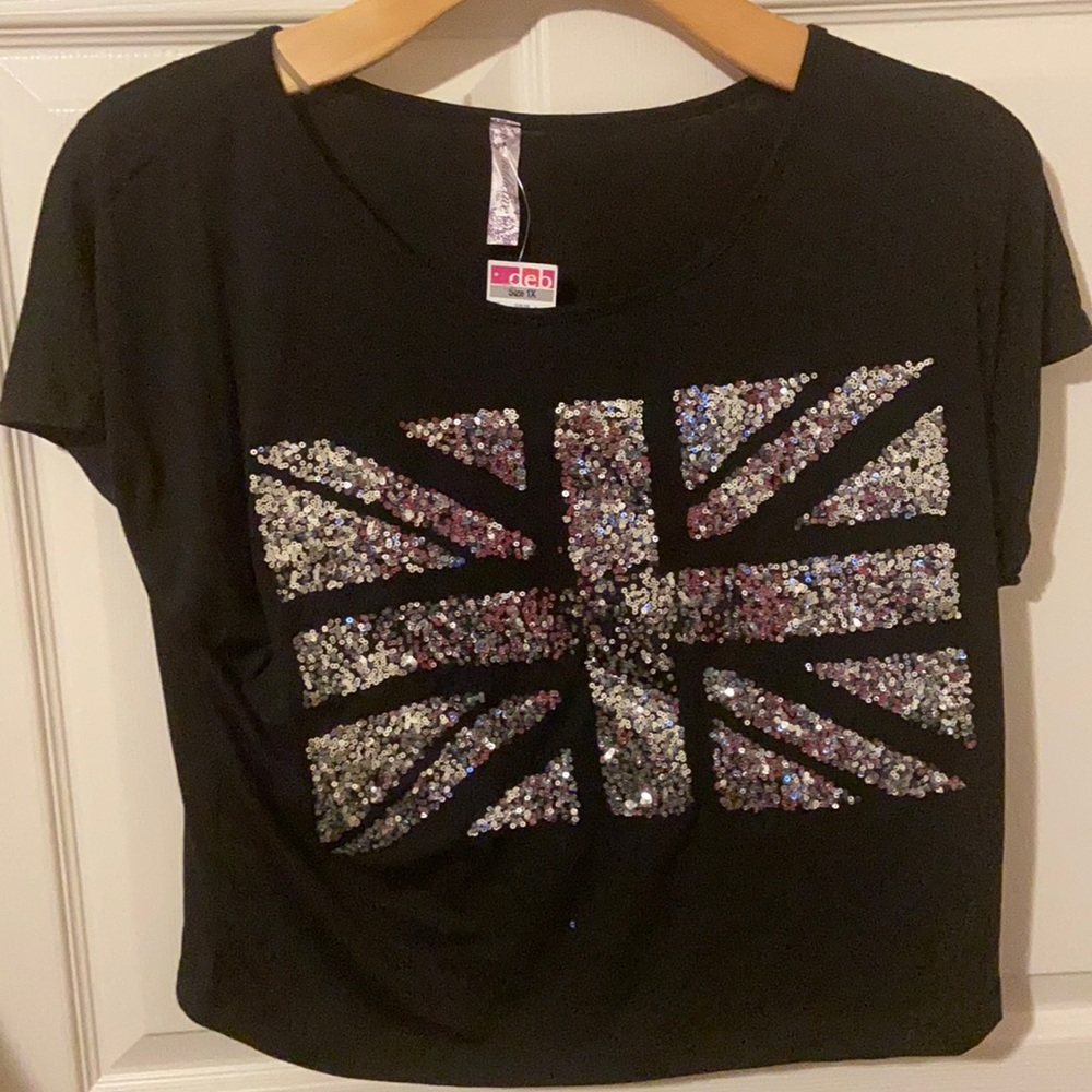 Brand New DEB Tshirt/Crop Top British Flag